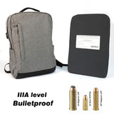 Low-profiled Personal Defense US standard genuine NIJ IIIA large-capacity bulletproof backpack with rechargeable USB