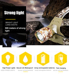 Camouflage Led Headlamp T6 waterproof LED Headlight led Head Lamp Lantern Lamp Camping Hiking Fishing Light use 18650 battery