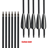 12pcs 31inch 500-550 spine Carbon Arrows  Black and White Feather for Recurve/Compound Bow for hunting shooting