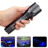 10000 Lumens LED Flashlight Blue/red/UV/White Tactical Flashlights Aluminum Gray Hunting Torch C10 Powerful Weapon Gun Lantern