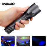 10000 Lumens LED Flashlight Blue/red/UV/White Tactical Flashlights Aluminum Gray Hunting Torch C10 Powerful Weapon Gun Lantern