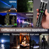 80000 Lumens LED Tactical Flashlight powerful usb Rechargeable lamp L2 Hunting light with Clip Hunting Shooting Gun Accessories