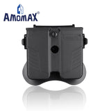 Amomax Double Tactical Hunting Magazine Pouch for Universal 9mm .40 .45 Caliber Single Double Stack Magazines - Black