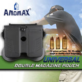 Amomax Double Tactical Hunting Magazine Pouch for Universal 9mm .40 .45 Caliber Single Double Stack Magazines - Black