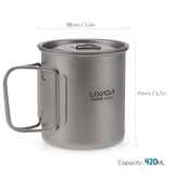 Titanium Water Mug Outdoor Camping Tableware Portable Survival Picnic Set Water Cup Travel Coffee Tea Pot with Handle