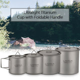 Titanium Water Mug Outdoor Camping Tableware Portable Survival Picnic Set Water Cup Travel Coffee Tea Pot with Handle