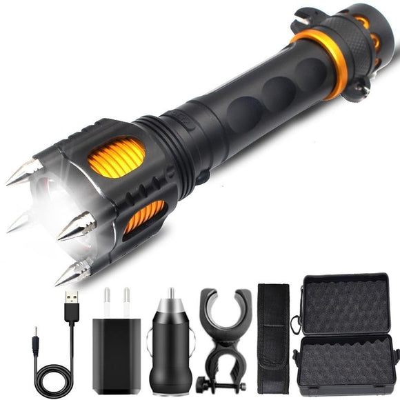 Tactical LED Flashlight Powerbank Rechargeable Waterproof 18650 Battery Self Defense Bike Lantern