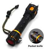 Tactical LED Flashlight Powerbank Rechargeable Waterproof 18650 Battery Self Defense Bike Lantern