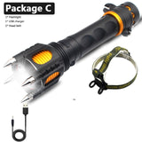 Tactical LED Flashlight Powerbank Rechargeable Waterproof 18650 Battery Self Defense Bike Lantern