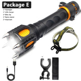 Tactical LED Flashlight Powerbank Rechargeable Waterproof 18650 Battery Self Defense Bike Lantern