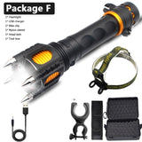 Tactical LED Flashlight Powerbank Rechargeable Waterproof 18650 Battery Self Defense Bike Lantern