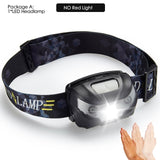 Powerfull 6000Lms LED Headlamp Rechargeable Body Motion Sensor Headlight Camping Flashlight Head Light Torch Lamp With USB