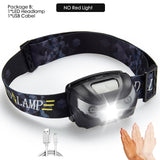 Powerfull 6000Lms LED Headlamp Rechargeable Body Motion Sensor Headlight Camping Flashlight Head Light Torch Lamp With USB