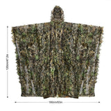 Lifelike 3D Leaves Camouflage Poncho Cloak Stealth Suits Outdoor Woodland CS Game Clothing for Hunting Shooting Birdwatching Set