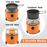 Upgraded Portable 2 In 1 Camping Stove Gas Heater Outdoor Warmer Propane Butane Tent Heater Cooking System