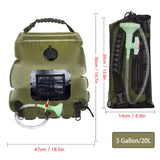 20L Water Bags Outdoor Camping Shower Bag Solar Heating Portable Folding Hiking Climbing Bath Equipment Shower Head Switchable