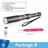 Professional Diving LED Flashlight IP68 Waterproof Level Torch with Safety Hammer Can Be Used for Self-defense Amphibious