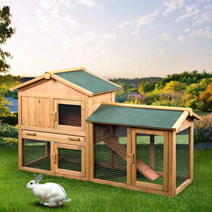 Top Quality 61" Wooden Chicken Coop Hen House Large 2 Layer Rabbit Hutch Poultry Cage Habitat Open Base Fir Wood Color