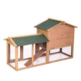 Top Quality 61" Wooden Chicken Coop Hen House Large 2 Layer Rabbit Hutch Poultry Cage Habitat Open Base Fir Wood Color