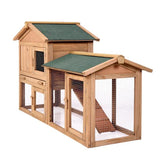 Top Quality 61" Wooden Chicken Coop Hen House Large 2 Layer Rabbit Hutch Poultry Cage Habitat Open Base Fir Wood Color