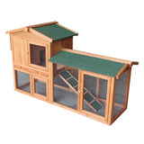 Top Quality 61" Wooden Chicken Coop Hen House Large 2 Layer Rabbit Hutch Poultry Cage Habitat Open Base Fir Wood Color