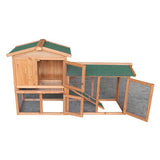 Top Quality 61" Wooden Chicken Coop Hen House Large 2 Layer Rabbit Hutch Poultry Cage Habitat Open Base Fir Wood Color