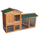 Top Quality 61" Wooden Chicken Coop Hen House Large 2 Layer Rabbit Hutch Poultry Cage Habitat Open Base Fir Wood Color