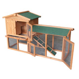 Top Quality 61" Wooden Chicken Coop Hen House Large 2 Layer Rabbit Hutch Poultry Cage Habitat Open Base Fir Wood Color