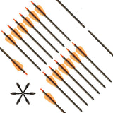 Huntingdoor 6/12/24pcs Carbon Crossbow Arrow Length 7.5 Inch 2 Pices Plastic Feather Applicable Crossbow Model- COBRA SYSTEM R9