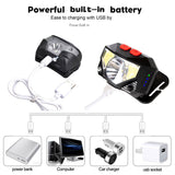 Powerfull 6000Lms LED Headlamp Rechargeable Body Motion Sensor Headlight Camping Flashlight Head Light Torch Lamp With USB