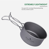 2022 New! Top Quality Titanium Pot Pan Set Camping Cookware Outdoor Cup Bowl Lightweight Cooking Kit with Folding Handle for 1-2 Man