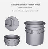 2022 New! Top Quality Titanium Pot Pan Set Camping Cookware Outdoor Cup Bowl Lightweight Cooking Kit with Folding Handle for 1-2 Man