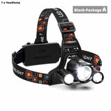 Super Bright 3 Lights LED Headlamp Waterproof Headlight Fishing Lamp 4 Lighting Modes Camping Lamp Powered By 2 X 18650 Battery