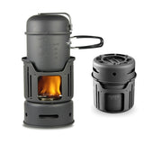 New Design Outdoor Camping Portable Kitchenware Set Hiking Picnic Cooking Utensil Stove Pot Bowl Pan Alcohol Stove 10pcs Set