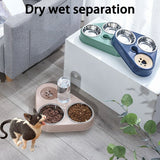 High Quality 500ML Pet Feeder Bowl With Dog Water Bottle Automatic Drinking Pet Bowl Cat Food Bowl Pet Stainless Steel Double 3 Bowl