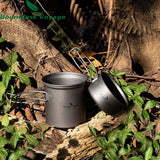 2022 New! Top Quality Titanium Pot Pan Set Camping Cookware Outdoor Cup Bowl Lightweight Cooking Kit with Folding Handle for 1-2 Man