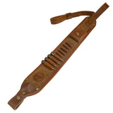 Top Quality Leather Rifle Sling with Swivels Adjustable Shell Loops Ammo Holder Strap For .30-30 .308 .30-06, .45-70