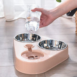 High Quality 500ML Pet Feeder Bowl With Dog Water Bottle Automatic Drinking Pet Bowl Cat Food Bowl Pet Stainless Steel Double 3 Bowl