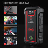 2022 New! Upgraded Car Jump Starter 2500A 23800mAh Power Bank with 10W Wireless Charger LCD Display Car Booster UP All Gas or 8.0L Diesel