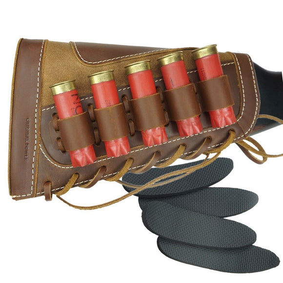 Top Quality Shotgun Gun Buttstock Leather Shotgun Shell Holder For 5pcs 12 Gauge Ammo Pouch