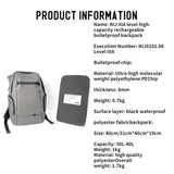 Low-profiled Personal Defense US standard genuine NIJ IIIA large-capacity bulletproof backpack with rechargeable USB