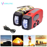 VORLITEC Portable 3 in1 Emergency Lamp Hand Crank Generator Solar Dynamo Powered FM/AM Radio Phones Charger LED Flashlight