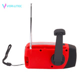 VORLITEC Portable 3 in1 Emergency Lamp Hand Crank Generator Solar Dynamo Powered FM/AM Radio Phones Charger LED Flashlight