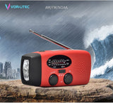 VORLITEC Portable 3 in1 Emergency Lamp Hand Crank Generator Solar Dynamo Powered FM/AM Radio Phones Charger LED Flashlight