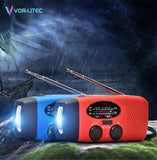 VORLITEC Portable 3 in1 Emergency Lamp Hand Crank Generator Solar Dynamo Powered FM/AM Radio Phones Charger LED Flashlight