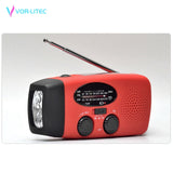 VORLITEC Portable 3 in1 Emergency Lamp Hand Crank Generator Solar Dynamo Powered FM/AM Radio Phones Charger LED Flashlight