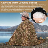 Tactical Army Poncho Liner Camouflage Water Repellent Woobie Quilted Blanket Suitable for Camping Shooting Hunting