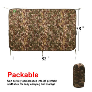 Tactical Army Poncho Liner Camouflage Water Repellent Woobie Quilted Blanket Suitable for Camping Shooting Hunting