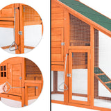 High Quality 67x26x47 Inch Pet Rabbit Hutch Chicken Coop Wooden House for Small Animals with Pull-Out Tray & Egg Case[US-Stock]