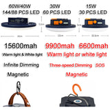 15600maH Rechargeable LED Camping Lantern with Magnet Strong Light Zoom Portable Flashlights Tent Lights Work Repair Lighting